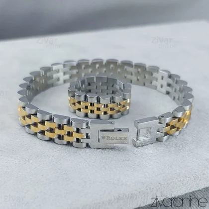 ست دستبند و انگشتر رولکس دورنگ اسپورت 10517