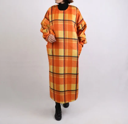 پالتو چهارخونه پشمی بلند