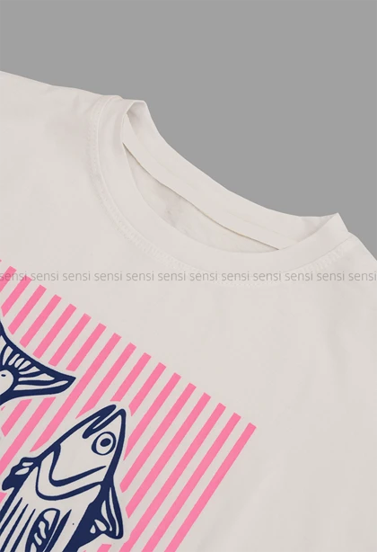 تیشرت زنانه باکسی چاپی کد1006267