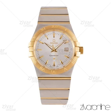 ساعت امگا کانسلیشن مردانه طلایی نقره ای تقویم دار 103655
