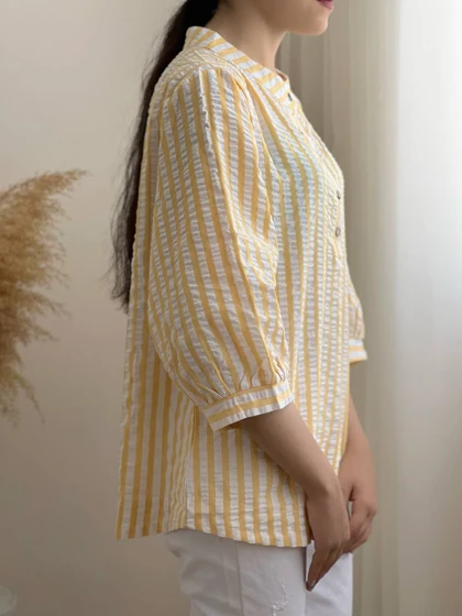 شومیز مانتویی راه راه کد 1977