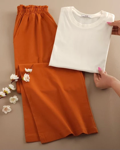 تی‌شرت و شلوار راحتی لانگ نخ‌پنبه زارا