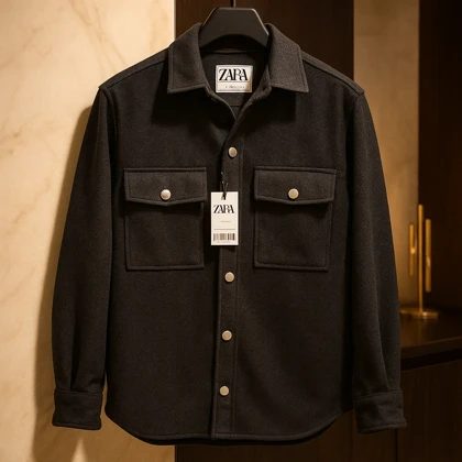 کت فوتر پشمی مشکی مردانه قواره باکسی اولد مانی کیفیت بالا ارسال فوری کپی