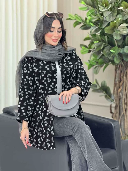 مانتو طرح بابونه آستین پیله