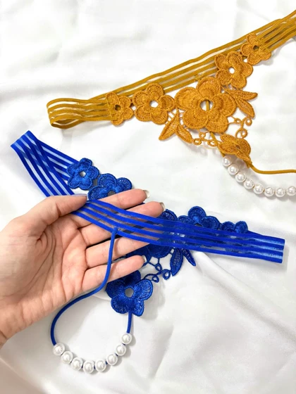 شورت مرواریدی طرح گل کد 159