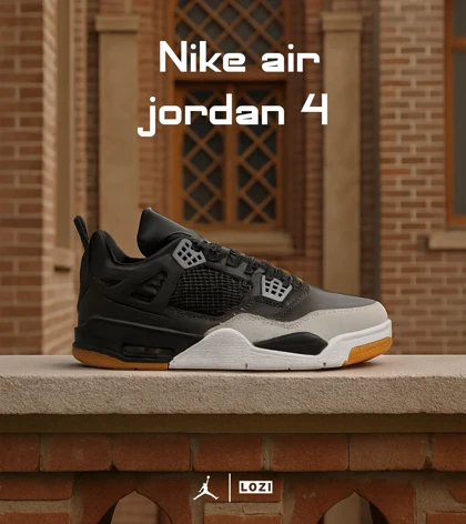 کتانی ساق‌دار زنانه و مردانه مشکی طوسی Nike air jordan 4 مدل 6471