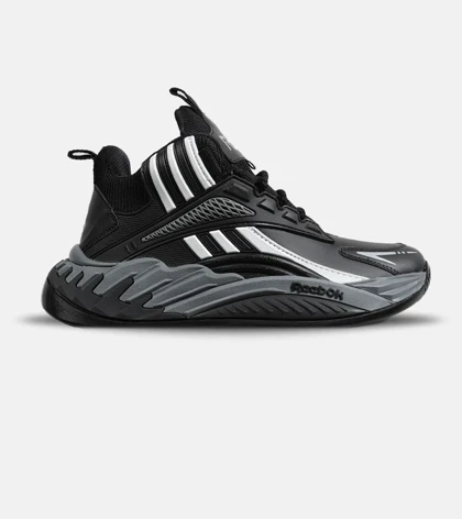 کفش کتانی ساق‌دار مشکی سفید خاکستری Reebok Shaq Attaq