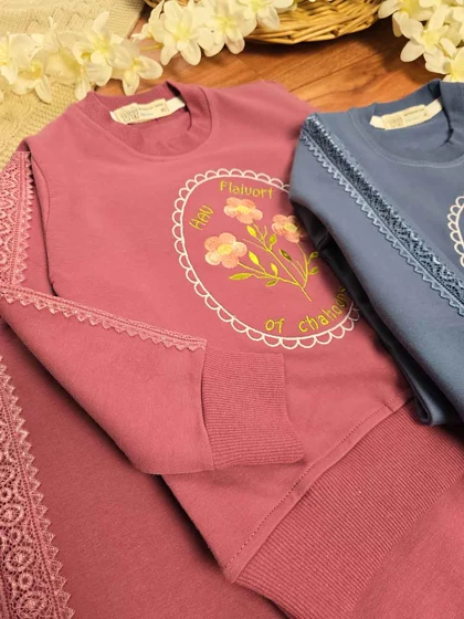 بلوز شلوار دخترانه نواردوزی شده