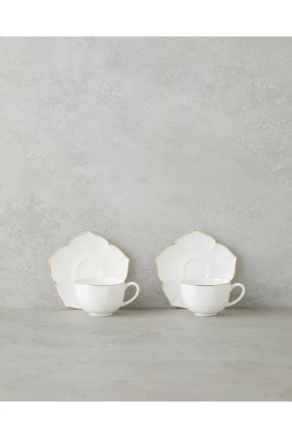 سرویس فنجان قهوه دو نفره English Home مدل Pure Poem Bone China - سفید-طلایی