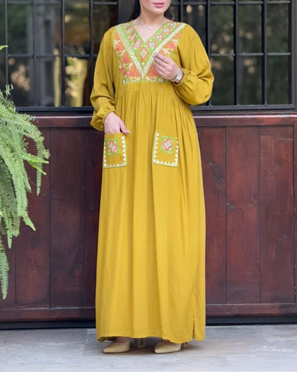 ماکسی نخی گلدوزی دوجیب 4122
