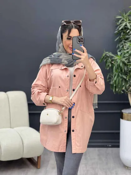 مانتو لینن دو جیب پایین هلال آلا