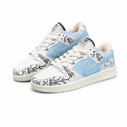 کتانی مردانه مدل نایک جردن گلدوزی سفید آبی Nike Jordan