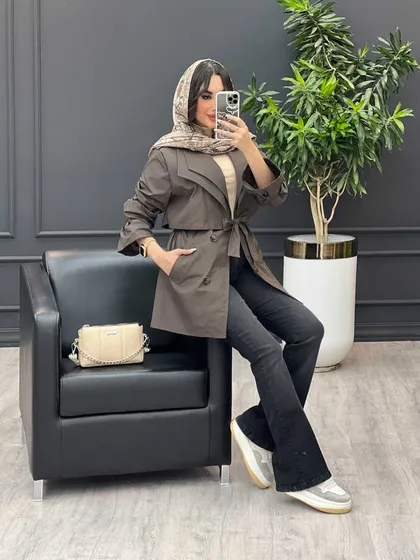 بارانی یقه دوبل ژیله دار