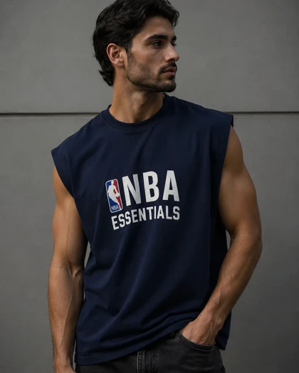 وست گلدوزی سرمه ای سیر طرح NBA لش باکسی پنبه دونخ جذاب ترند / اورجینال دیلم