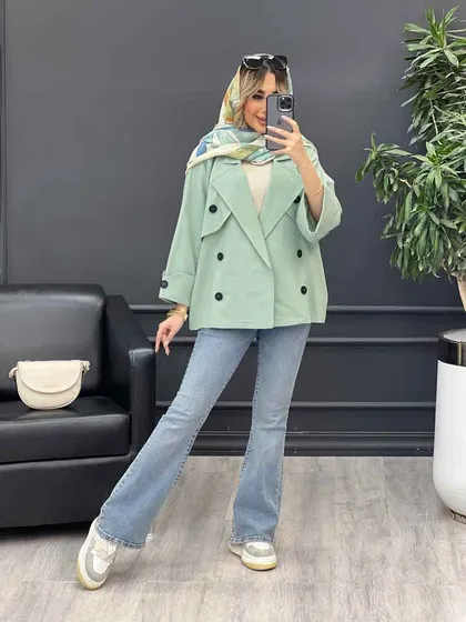 مانتو لینن ژیله دکمه دار