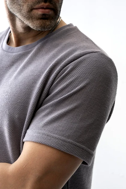 تیشرت آستین کوتاه ژاکارد بیسیک مردانه