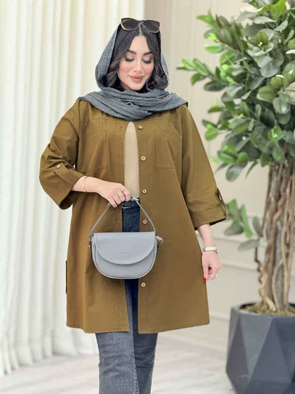 مانتو بغل سه دکمه جیب دوبل