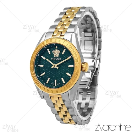 ساعت ورساچه زنانه دورنگ طلایی صفحه سبز 106814