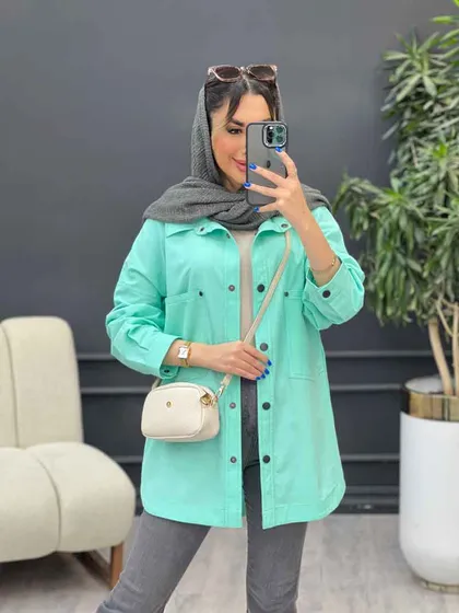 مانتو لینن دو جیب پایین هلال آلا