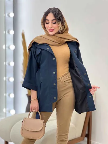 بارانی جیب پاکتی کمر دار