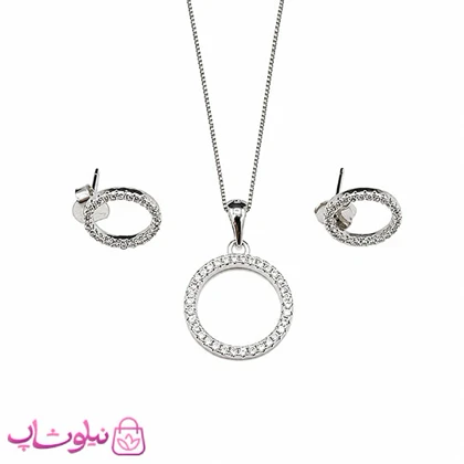 نیم ست زنانه نقره ظریف وارداتی عیار 925 مدل دایره وزن 3/300 گرم