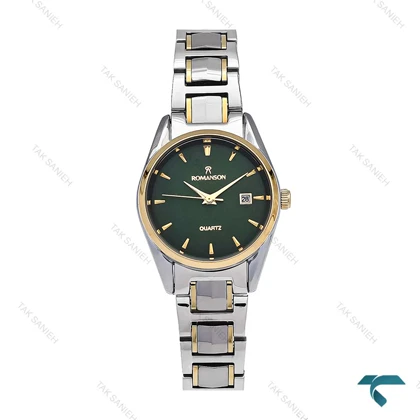 ساعت مچی رومانسون زنانه دورنگ طلایی صفحه سبز Romanson-6203-L