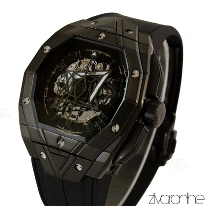 ساعت هابلوت مردانه کهکشانی چند ضلعی تمام مشکی 105368