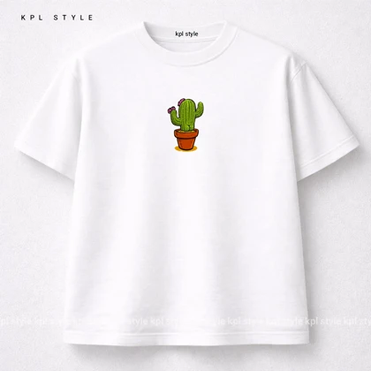 تیشرت باکسی 100٪ پنبه طرح کاکتوس | کد 1370