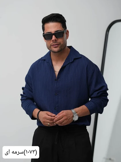 پیراهن مردانه راه راه ریز تنسل1073