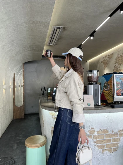 کراپ کت باکسی کرم ZARA 223