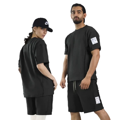 ست تیشرت و شلوارک اسپرت دنیم ور مدل HZ-202 مشکی