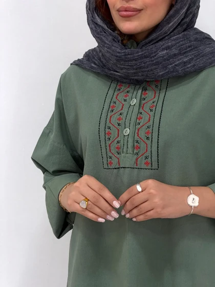 مانتو لینن گلدوزی نبات 1