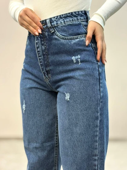 شلوار جین نیمبگ آبی وسط