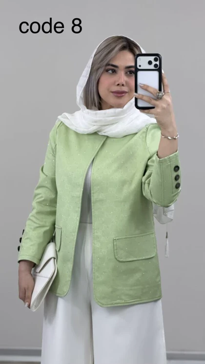 کت کتان نگین‌دار لیلا علیدسا