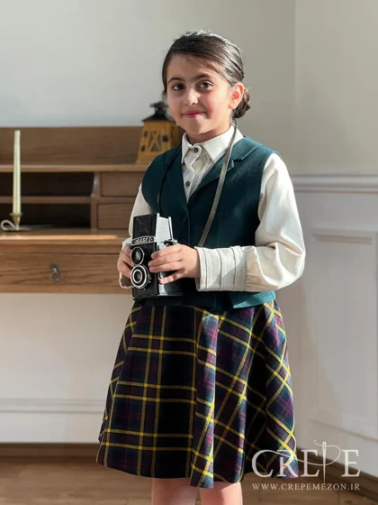 ست سه تیکه بلوز دامن جلیقه مدل پاییز