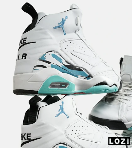 کفش کتانی ساق‌دار مردانه سفید آبی Nike air jordan 5 v02