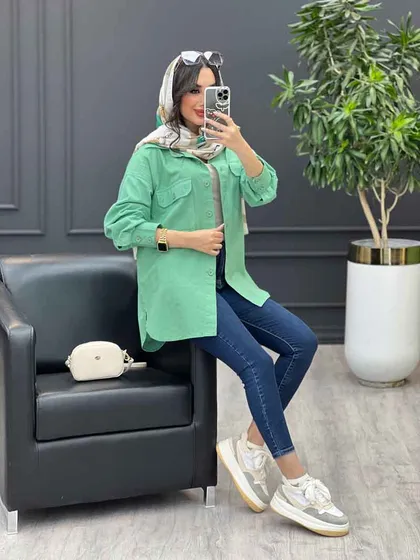 مانتو شومیزی آستین دو دکمه