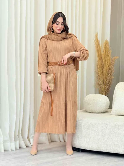 پیراهن کراش بلند چین‌دار