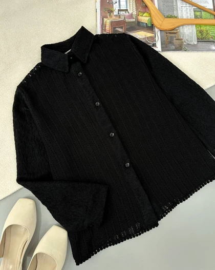 شومیز قلاب بافی جلو دکمه کد 4837