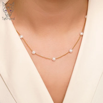 گردنبند استیل 304 مروارید