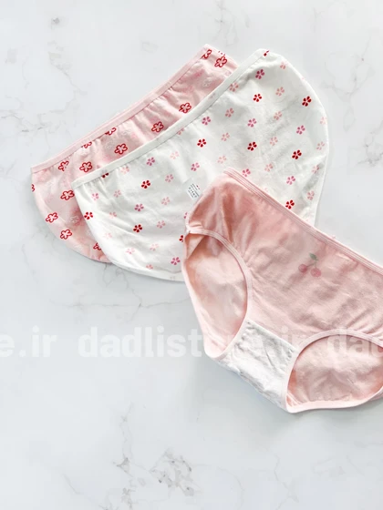 شورت اسلیپ نخ پنبه عروسکی سفید پنککی طرح گیلاس