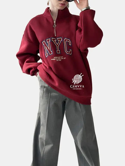 دورس زرشکی نیم زیپ NYC