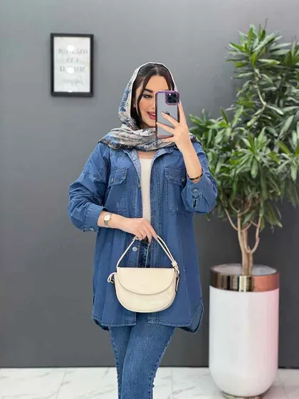 مانتو جین زاپ‌دار جیب پاکتی