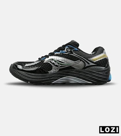 کفش کتانی مردانه و زنانه مشکی طوسی Saucony pro grid omni 8 مدل 8891