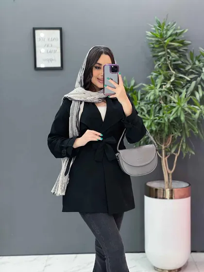 مانتو لینن پشت ژیله کمربندی