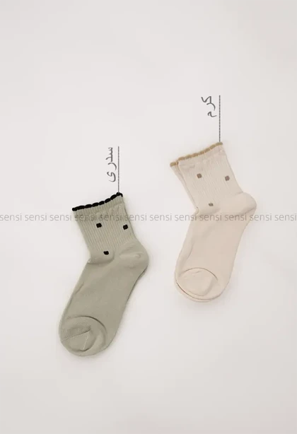 جوراب خالدار نیم ساق پنبه کد1004989