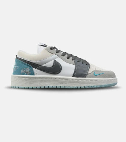 کفش کتانی مردانه و زنانه سفید طوسی آبی NIKE jordan 1 مدل 8783