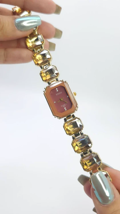 ساعت مچی زنانه مجلسی EHHE نگین‌دار با موتور کوارتز