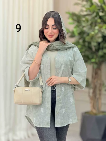 شومیز آستین پاکتی طرح دار