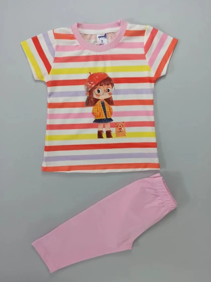 تیشرت و شلوار دخترانه رینگر طرح دختر و موش